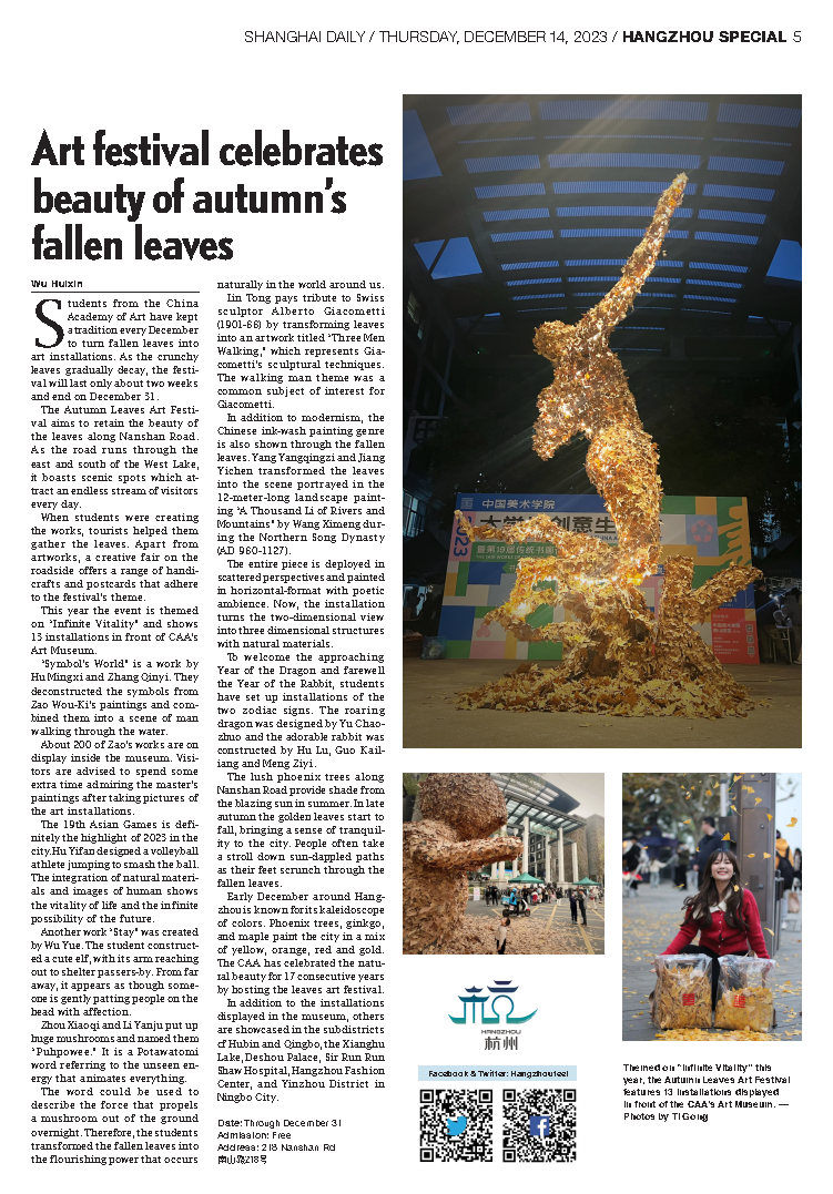 Shanghai Daily Art festival celebrates beauty of autumn's fallen leaves